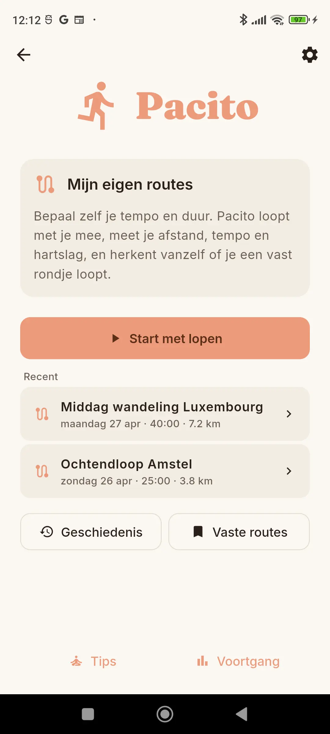 Een route starten